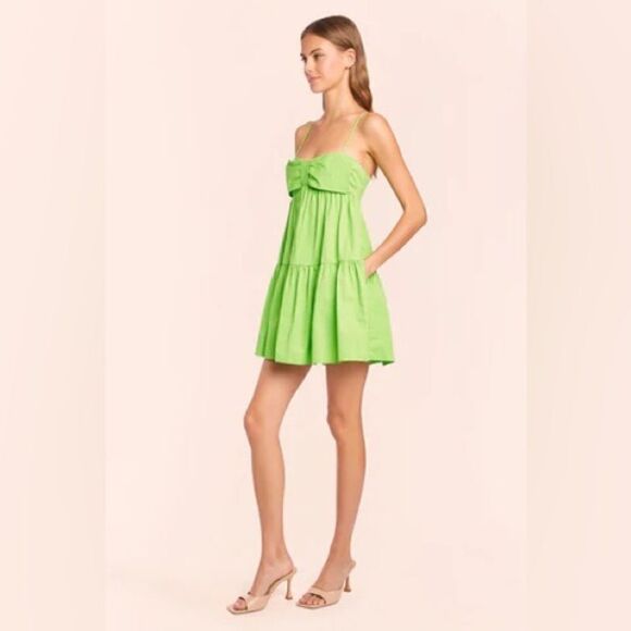 Amanda Uprichard Gianina Mini Green Dress Puff Tank Size S - Picture 3 of 13